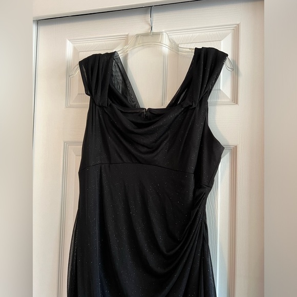 Women's Formal Dress - Ruched Side Glitter Mesh Gown by Alex Evenings - Picture 3 of 14